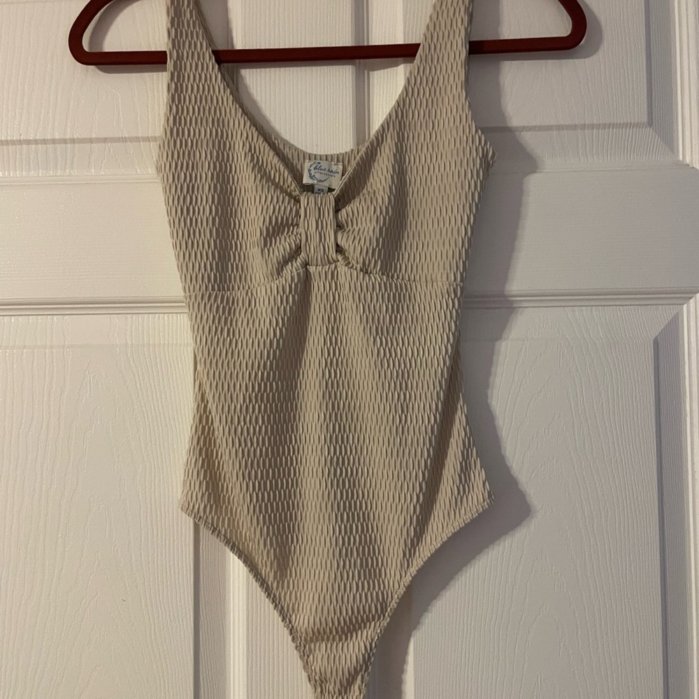 Beige Textured bodysuit
